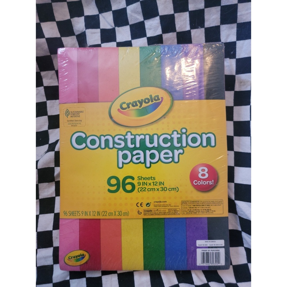 Crayola Construction Paper‎ 96 Sheets 9x12 8 Colors NEW Sealed Pack